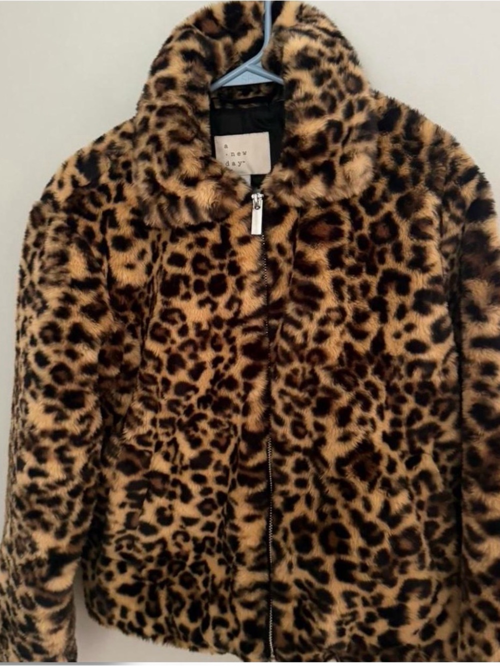 a new day Leopard Print Faux Fur Jacket in Brown and Black